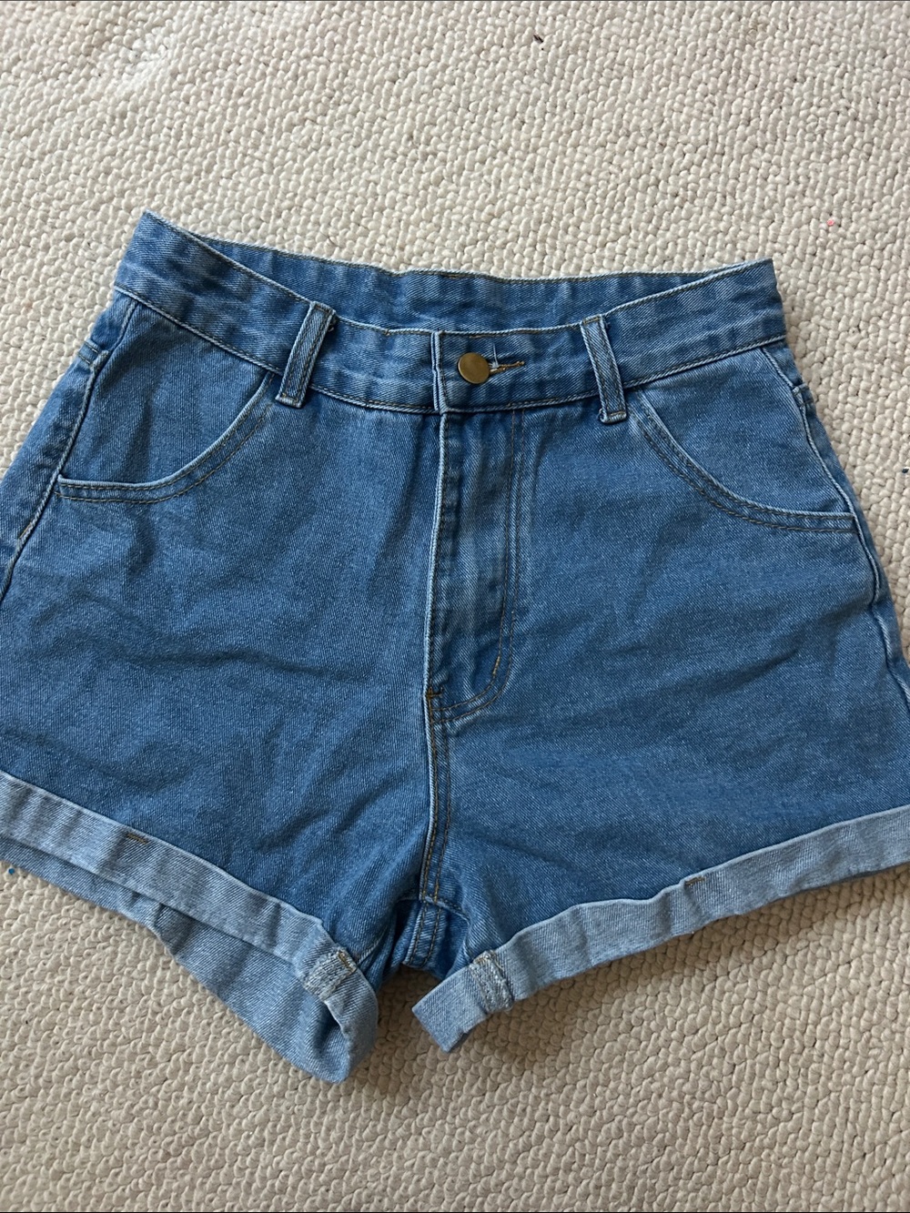 Classic High-Waist Blue Denim Shorts